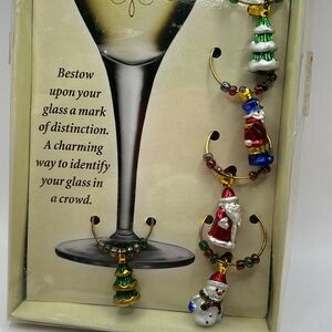 Vintage Wine Glass Markers 2001 Set of 6 New in Box Boston Warehouse Heirloom
